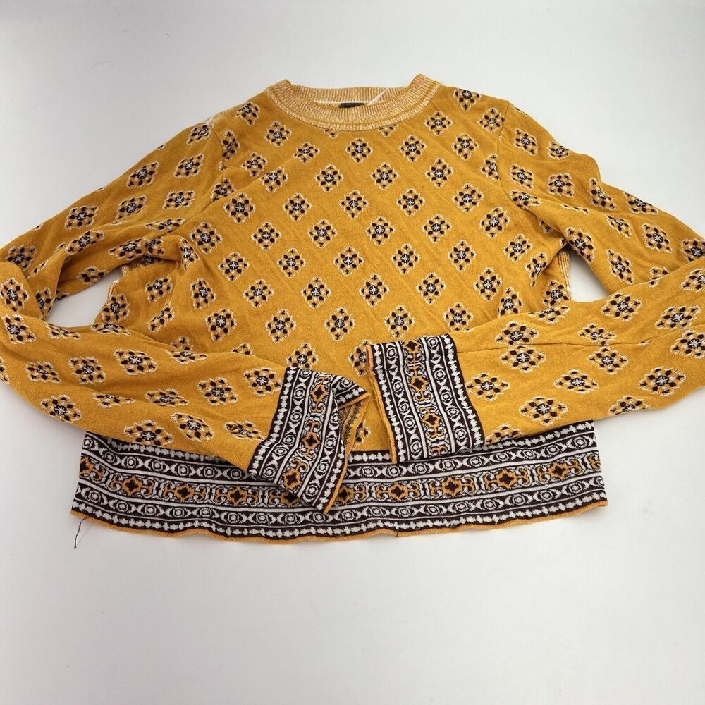 Free People Age Cropped Yellow Sweater Size XS